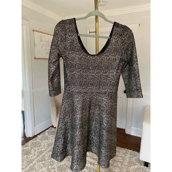 Bethany Mota Glitter Mini Dress Fit Flare Glam Sparkle Y2K Spring Summer Luxury - Picture 2 of 5
